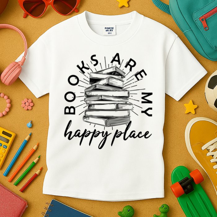 Vintage Books Are My Happy Place Kids T-Shirt