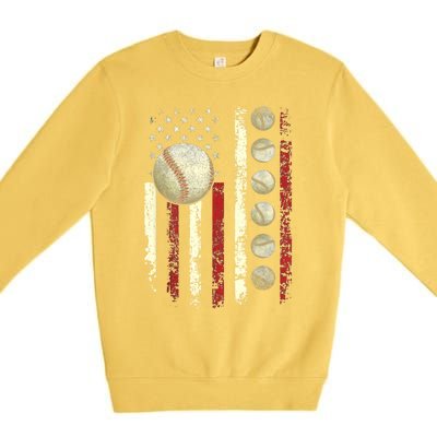 Vintage Baseball American Flag Premium Crewneck Sweatshirt