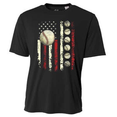 Vintage Baseball American Flag Cooling Performance Crew T-Shirt