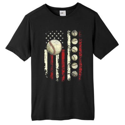 Vintage Baseball American Flag Tall Fusion ChromaSoft Performance T-Shirt