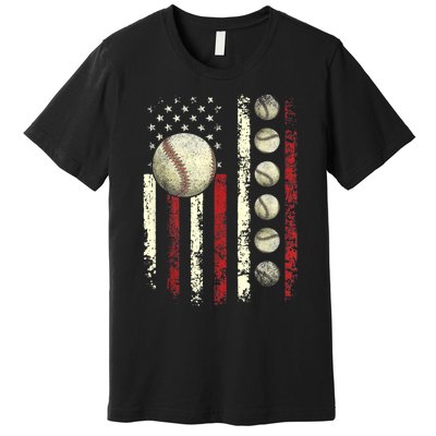 Vintage Baseball American Flag Premium T-Shirt