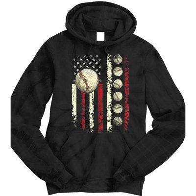 Vintage Baseball American Flag Tie Dye Hoodie