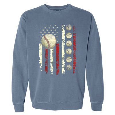 Vintage Baseball American Flag Garment-Dyed Sweatshirt