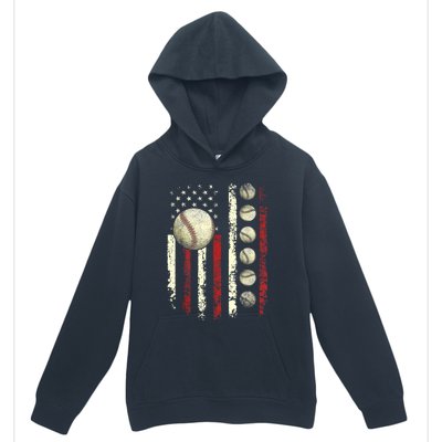 Vintage Baseball American Flag Urban Pullover Hoodie