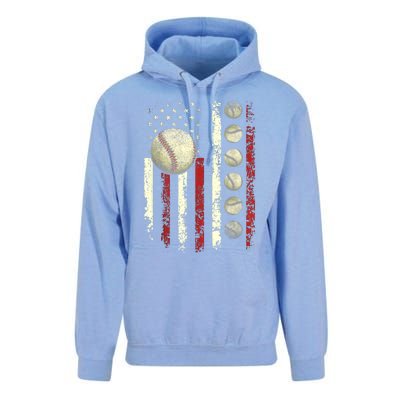 Vintage Baseball American Flag Unisex Surf Hoodie