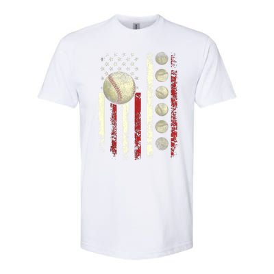 Vintage Baseball American Flag Softstyle CVC T-Shirt