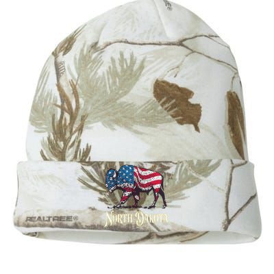 Vintage Buffalo American Flag Patriotic North Dakota Bison Kati Licensed 12" Camo Beanie