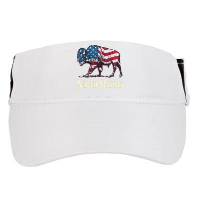 Vintage Buffalo American Flag Patriotic North Dakota Bison Adult Drive Performance Visor