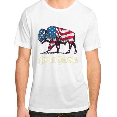 Vintage Buffalo American Flag Patriotic North Dakota Bison Adult ChromaSoft Performance T-Shirt