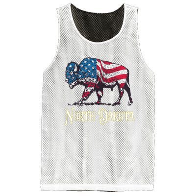 Vintage Buffalo American Flag Patriotic North Dakota Bison Mesh Reversible Basketball Jersey Tank