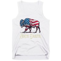 Vintage Buffalo American Flag Patriotic North Dakota Bison Tank Top