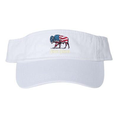 Vintage Buffalo American Flag Patriotic North Dakota Bison Valucap Bio-Washed Visor