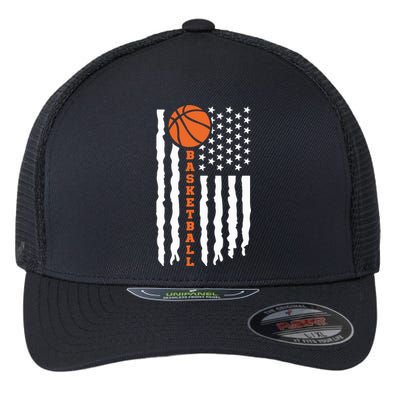 Vintage Basketball American Flag Flexfit Unipanel Trucker Cap