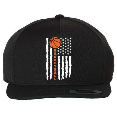 Vintage Basketball American Flag Wool Snapback Cap