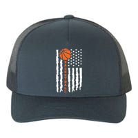 Vintage Basketball American Flag Yupoong Adult 5-Panel Trucker Hat