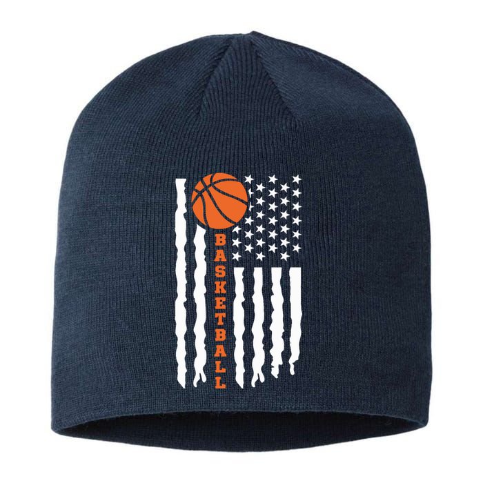 Vintage Basketball American Flag Sustainable Beanie