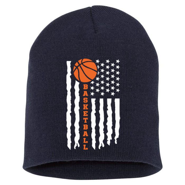 Vintage Basketball American Flag Short Acrylic Beanie