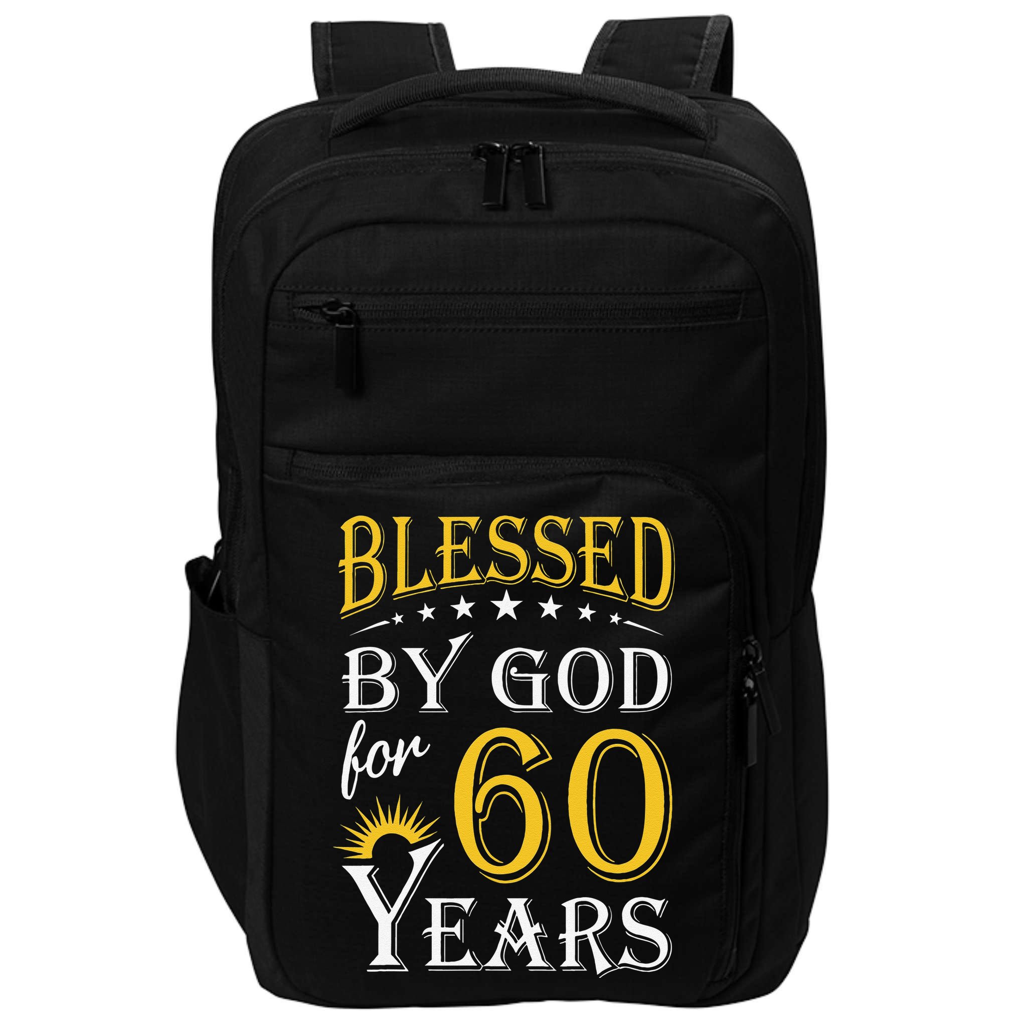 Vintage Blessed By God For 60 Years Happy 60th Birthday Impact Tech Backpack