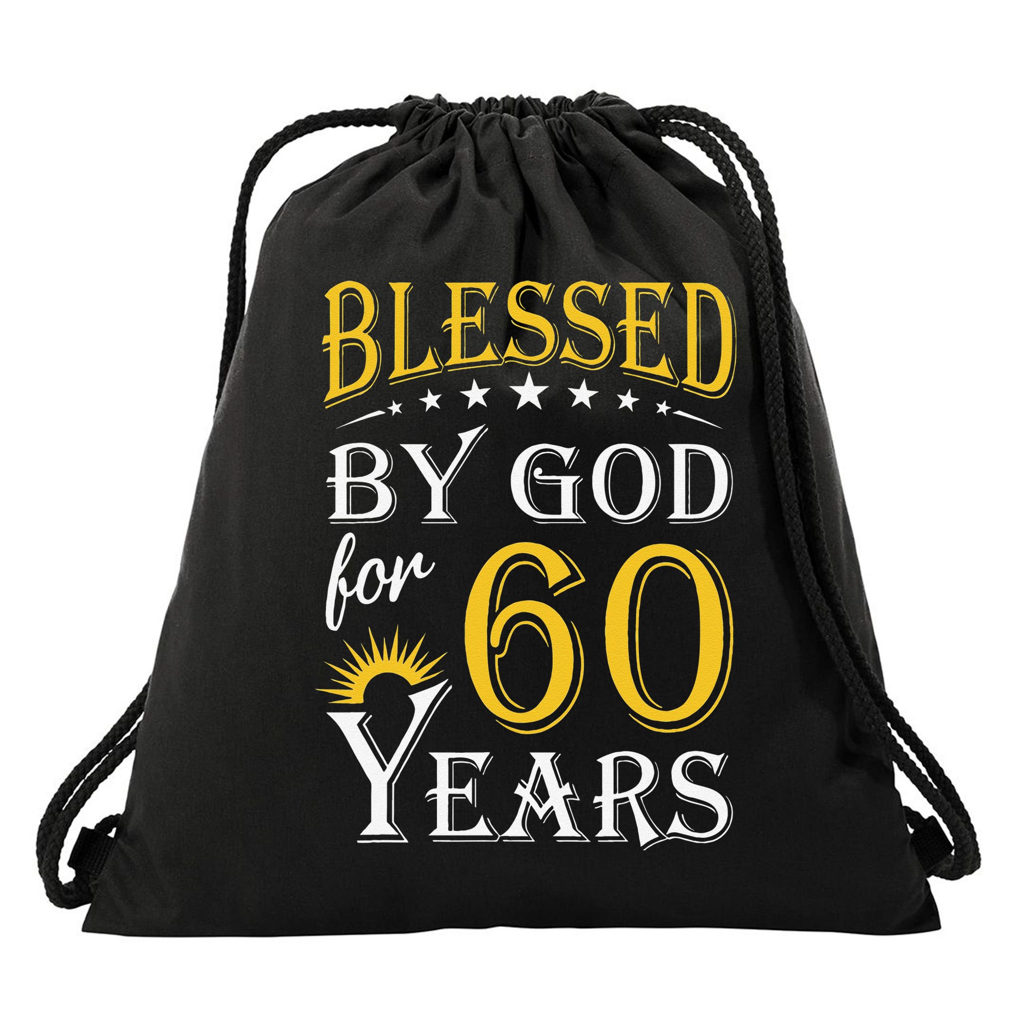 Vintage Blessed By God For 60 Years Happy 60th Birthday Drawstring Bag