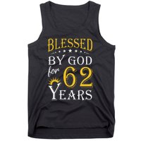 Vintage Blessed By God For 62 Years Happy 62nd Birthday Tank Top