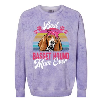 Vintage Best Basset Hound Mom Ever Great Gift Colorblast Crewneck Sweatshirt