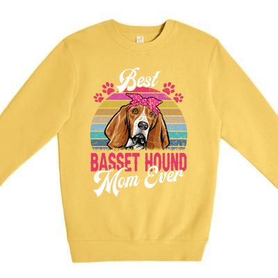 Vintage Best Basset Hound Mom Ever Great Gift Premium Crewneck Sweatshirt