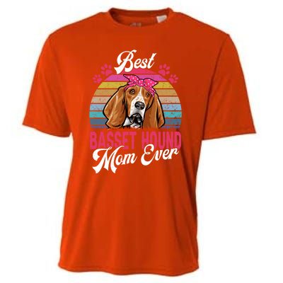 Vintage Best Basset Hound Mom Ever Great Gift Cooling Performance Crew T-Shirt