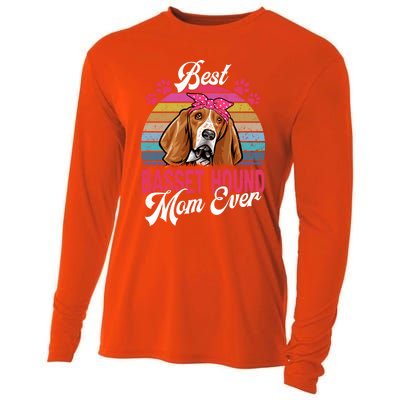 Vintage Best Basset Hound Mom Ever Great Gift Cooling Performance Long Sleeve Crew