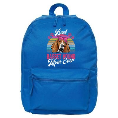 Vintage Best Basset Hound Mom Ever Great Gift 16 in Basic Backpack