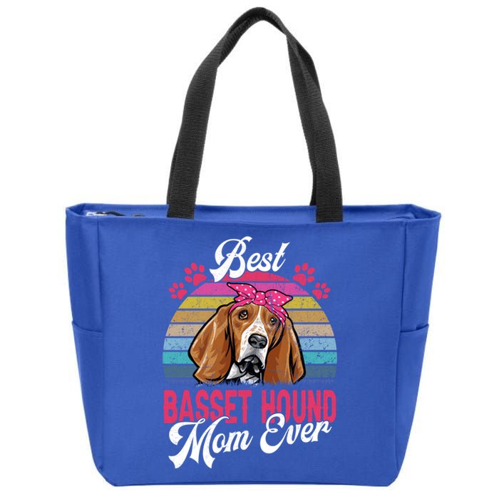 Vintage Best Basset Hound Mom Ever Great Gift Zip Tote Bag