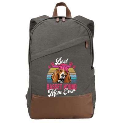 Vintage Best Basset Hound Mom Ever Great Gift Cotton Canvas Backpack