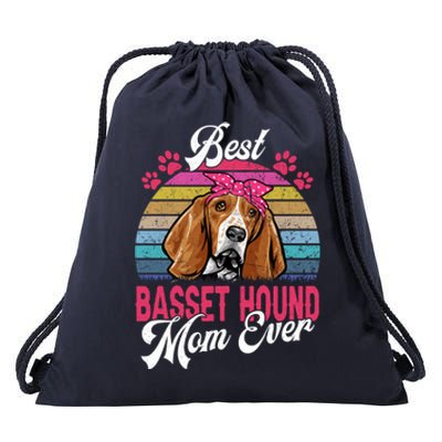 Vintage Best Basset Hound Mom Ever Great Gift Drawstring Bag