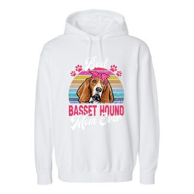 Vintage Best Basset Hound Mom Ever Great Gift Garment-Dyed Fleece Hoodie