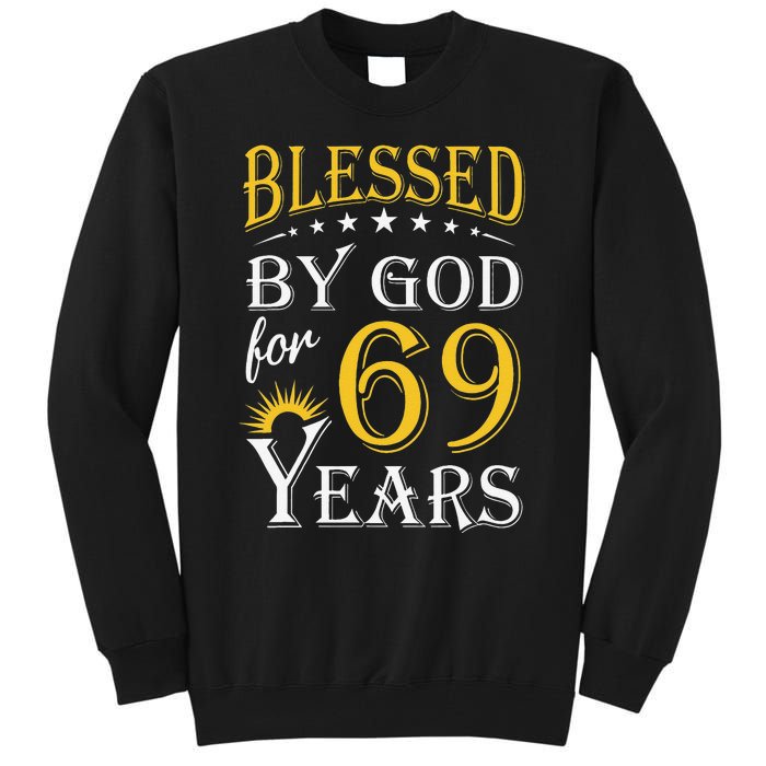 Vintage Blessed By God For 69 Years Happy 69th Birthday Tall Sweatshirt