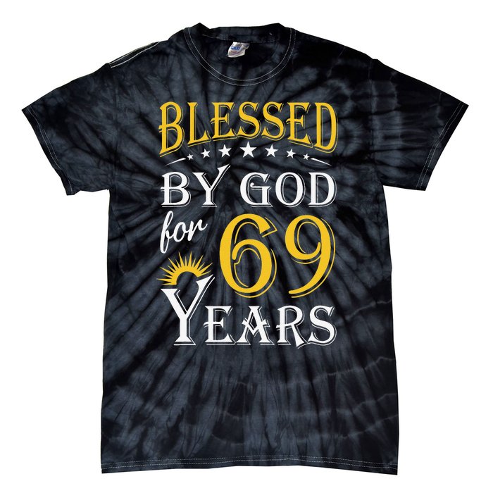 Vintage Blessed By God For 69 Years Happy 69th Birthday Tie-Dye T-Shirt