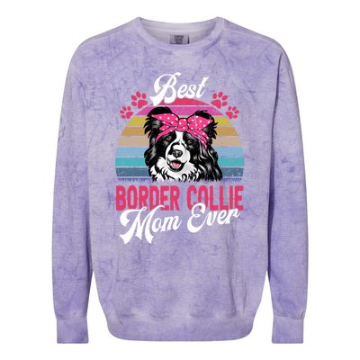 Vintage Best Border Collie Mom Ever Gift Colorblast Crewneck Sweatshirt