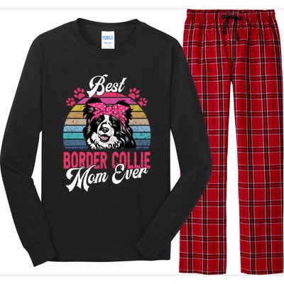 Vintage Best Border Collie Mom Ever Gift Long Sleeve Pajama Set