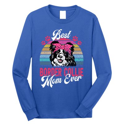 Vintage Best Border Collie Mom Ever Gift Long Sleeve Shirt