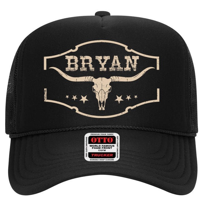 Vintage Bryan Bullskull Western Deserts Bryan Personalized High Crown Mesh Back Trucker Hat