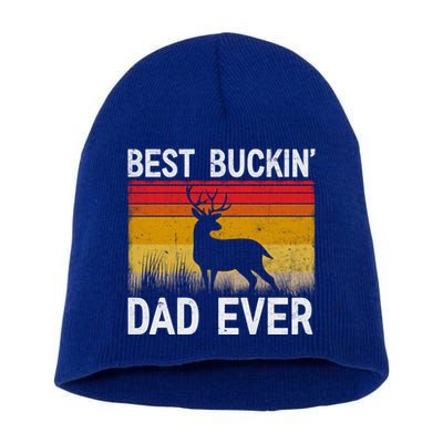 Vintage Best Buckin Dad Ever Deer Hunting Fathers Day Meaningful Gift Short Acrylic Beanie