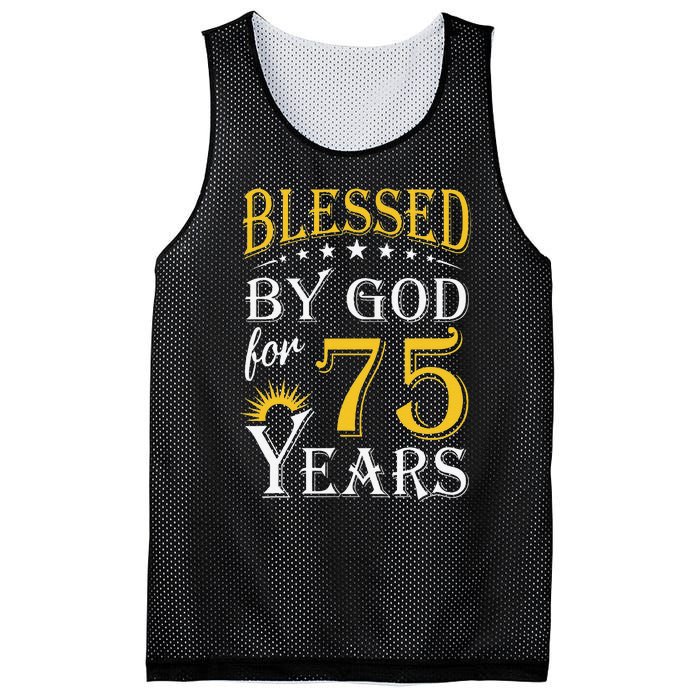 Vintage Blessed By God For 75 Years Happy 75th Birthday Mesh Reversible Basketball Jersey Tank