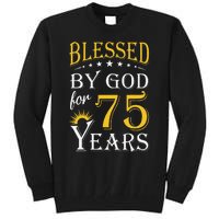 Vintage Blessed By God For 75 Years Happy 75th Birthday Tall Sweatshirt