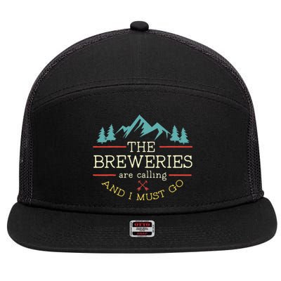 Vintage Beer Breweries Are Calling And I Must Go Craft Beer 7 Panel Mesh Trucker Snapback Hat