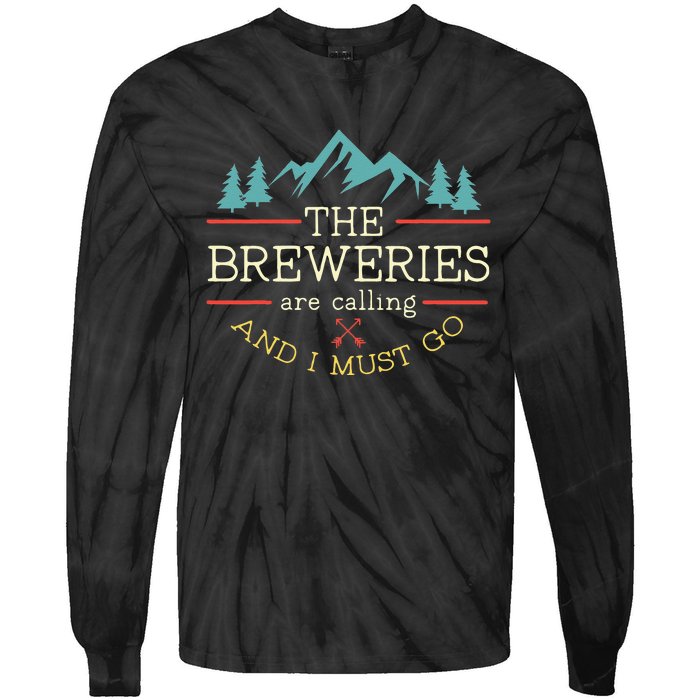 Vintage Beer Breweries Are Calling And I Must Go Craft Beer Tie-Dye Long Sleeve Shirt