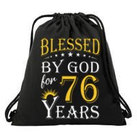 Vintage Blessed By God For 76 Years Happy 76th Birthday Drawstring Bag