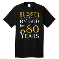 Vintage Blessed By God For 80 Years Happy 80th Birthday Tall T-Shirt