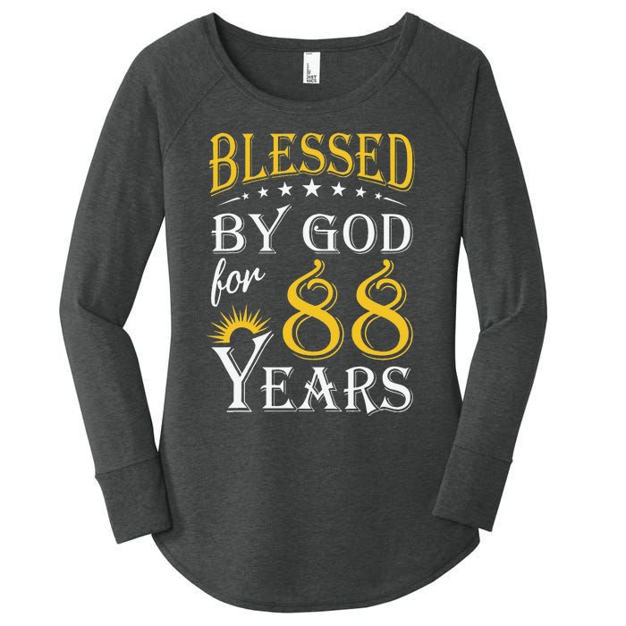 Vintage Blessed By God For 88 Years Happy 88th Birthday Women's Perfect Tri Tunic Long Sleeve Shirt