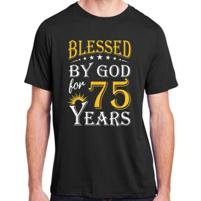 Vintage Blessed by God for 75 years Happy 75th Birthday Present Adult ChromaSoft Performance T-Shirt