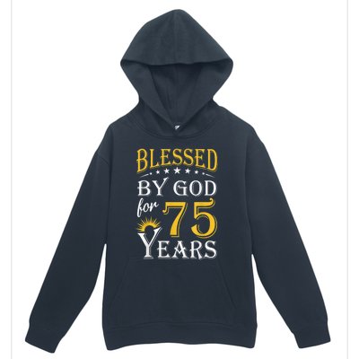 Vintage Blessed by God for 75 years Happy 75th Birthday Present Urban Pullover Hoodie