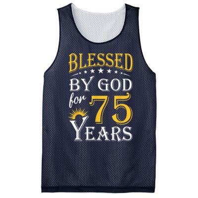 Vintage Blessed by God for 75 years Happy 75th Birthday Present Mesh Reversible Basketball Jersey Tank